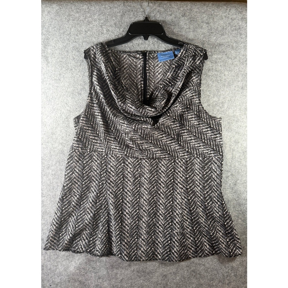 Simply Vera Vera Wang Womens Large Herringbone Cowl Neck Peplum Sleeveless